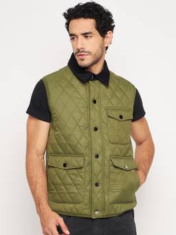 Club York - Olive Front Zipper Jacket
