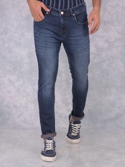 CRIMSOUNE CLUB - Mens Navy Blue Skinny Jeans