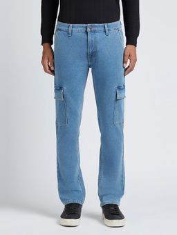 Pepe Jeans - Blue Mid Rise Straight Blue Cargo Jean