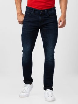 Spykar - Men Dark Blue Cotton Slim Fit Narrow Length Jeans (Skinny)