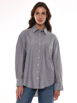 Gazillion - Women Avery Grey Oxford Cotton Oversized Shirt