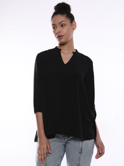 Gazillion - Women Alda Black Soft Viscose Loose Trapeze Top