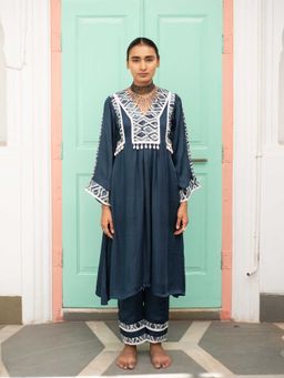 Avaasya Jaipur - Carlo Kurta Pants-Space Blue (Set of 2)