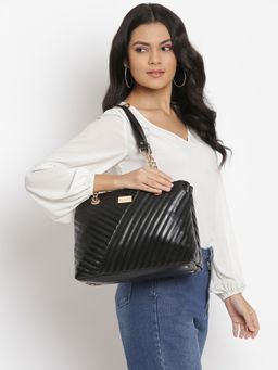 KLEIO - Quilted Chain Handle Zip Closure Tote Bag for Women