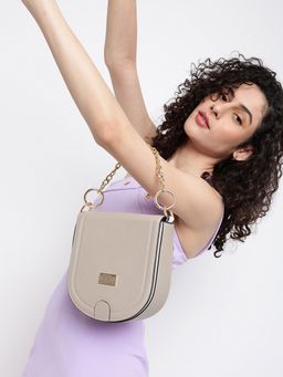 KLEIO - D Shape Half Moon PU Leather Cross Body Side Sling Handbag For Women Girls