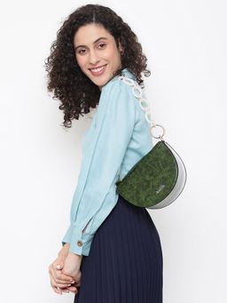 KLEIO - Vegan PU Half Moon Structured Dual Handle Sling Shoulder Bag For Womens And Girls