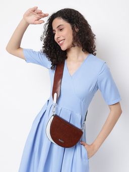 KLEIO - Vegan PU Half Moon Structured Dual Handle Sling Shoulder Bag For Womens And Girls