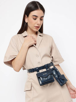 KLEIO - Vegan Leather Navy Blue Wear Belt Bum Bag for Women