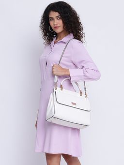 KLEIO - Sturdy Professional Spacious Satchel Sling Handbag for Women Girls - White