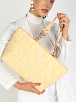 KLEIO - Vegan Leather Quilted Tote Handbag with Zip Closure For Women