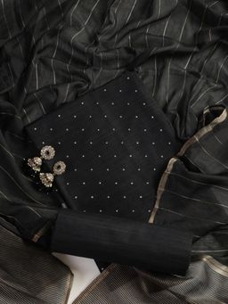 Swtantra - Mukaish Cotton Silk Unstitched Kurta with Dupatta and Bottom (Set of 3)