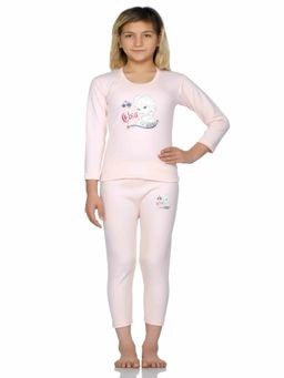 Bodycare - Girls Thermal Top & Bottom Round Neck Full Sleeves - Pink (Set of 2)