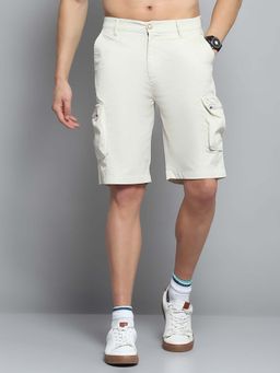 Monte Carlo - Men Solid Beige Mid Rise Regular Fit Shorts