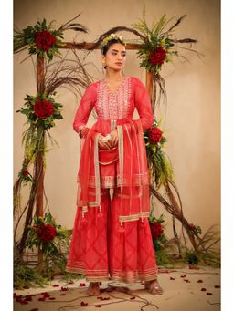 BAIRAAS - Women Ethnic Motifs Embroidered Anarkali Kurta and Sharara with Dupatta