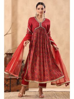 BAIRAAS - Women Ethnic Motifs Printed Empire Gotta Patti Kurta with Pant and Dupatta