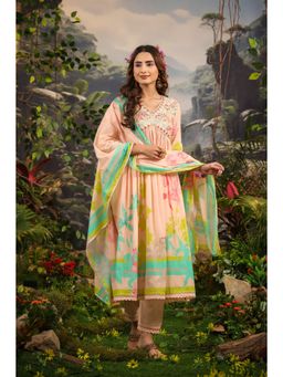 BAIRAAS - Floral Printed Pure Cotton Kurta with Pant and Dupatta