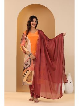 BAIRAAS - Ethnic Motifs Printed V-Neck Straight Kurta and Pant with Dupatta