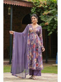 BAIRAAS - Women Floral Printed Angrakha Kurta with Pant and Dupatta