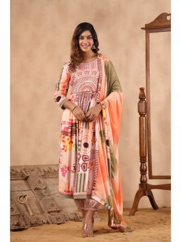 BAIRAAS - Ethnic Motifs Printed Panelled Thread Work Anarkali Kurta with Salwar and Dupatta