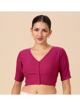 Studio Shringaar - Women's Cotton Madras Checks Stitched Blouse with Stretchable Sides