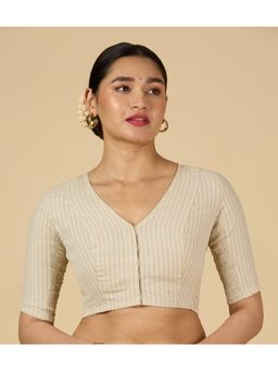 Studio Shringaar - Women's Cotton Madras Stripes Stitched Blouse with Stretchable Sides