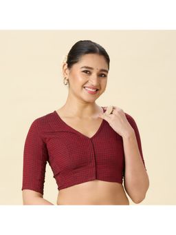 Studio Shringaar - Women's Cotton Madras Checks Stitched Blouse with Stretchable Sides