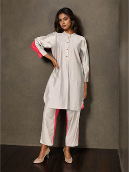 Dora Dori - Mandarin Collar Color block Co-Ord Set