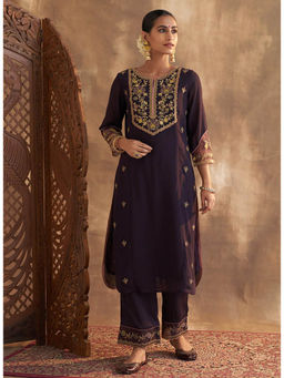 Lakshita - Purple Embroidered Kurta with Pant