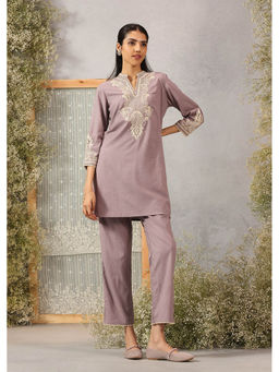 Lakshita - Lavender A-Line Embroidered Georgette Co-Ord Set