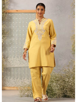 Lakshita - Yellow A-Line Embroidered Georgette Co-Ord Set