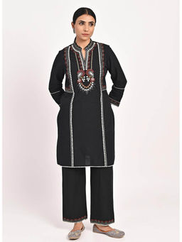Lakshita - Black Schaffel Embroidered Cotton Co-Ord Set