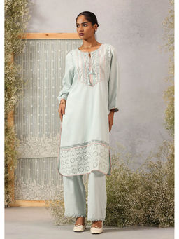 Lakshita - Spa Blue Textured Kurta with Pant