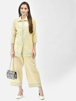 SPAN - Lemon Yellow A-Line Printed Co-Ord Set