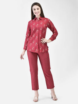 SPAN - Pink Straight Printed Co-Ord Set