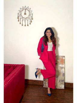 The Quince Life - Ruby Pink Jacket with Crop Top & Pant