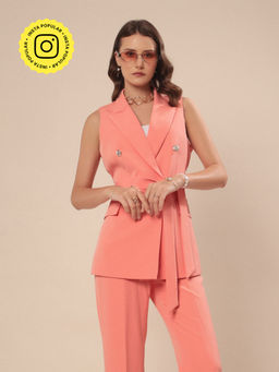 VOLCAPE - Peach Arabella Blazer with Belt (Set of 2)
