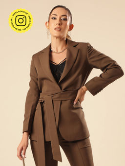 VOLCAPE - Brown Florence Blazer with Belt (Set of 2)
