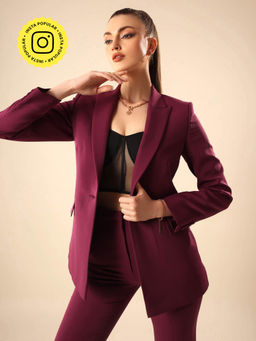 VOLCAPE - Wine Jessi Blazer & Pant (Set of 2)