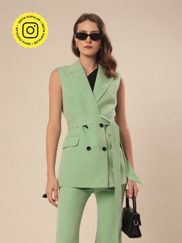 VOLCAPE - Green Seren Blazer with Belt (Set of 2)