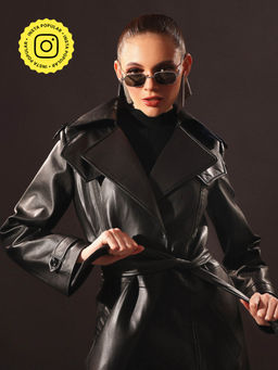 VOLCAPE - Black Emma Long Overcoat with Belt (Set of 2)