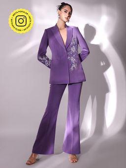 VOLCAPE - Brooklyn Embellished Blazer with Pant (Set of 2)