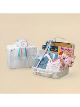 Little Hip Boutique - Blush and Blue - Twin Brother and Sister Gift Hamper- White