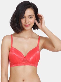 Zivame - Coalescence Padded Non-Wired 3-4th Coverage T-Shirt Bra - Hibiscus