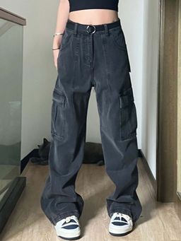SYKON - Multi-Pocket Casual Cargo Jeans for Women