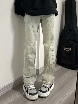 SYKON - High Waist Slim Loose Straight-Leg Pants