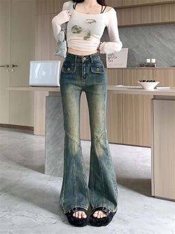 SYKON - High Waist Slim Fit Flared Jeans