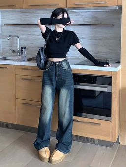 SYKON - High-Waisted Loose Pear-Shaped Straight Pants