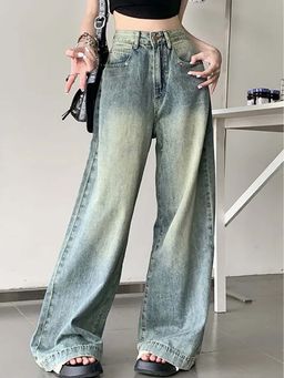 SYKON - High-Waisted Wide-Leg Loose Jeans