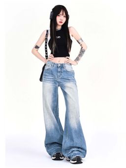 SYKON - Pear-Shaped Body, High-Waisted Straight-Leg Loose Long Pants