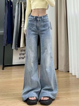 SYKON - Light-Colored Loose-Fitting Slightly Flared Jeans for Women